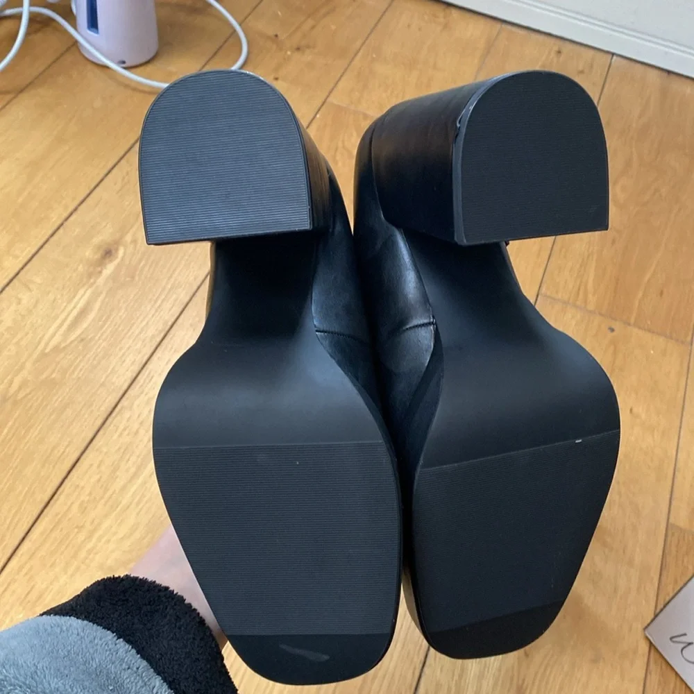 Black Platform Block Heel Mary Jane Women's Shoes